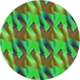 thumbnail image 1 of Ahgly Tapis Rond Lavable en Machine Intérieur Transitionnel Vert Néon, 6 Pieds Rond, 1 of 7