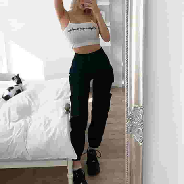 HOMBOM Black Cargo Pants For Women,Women's Cargo Trousers HOMBOM Black Cargo Pants For Women,Women's Cargo Trousers