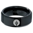 thumbnail image 2 of Tungsten Trident Weapon Spear Band Ring 8mm Men Women Comfort Fit Black Beveled Edge Polished, 2 of 4
