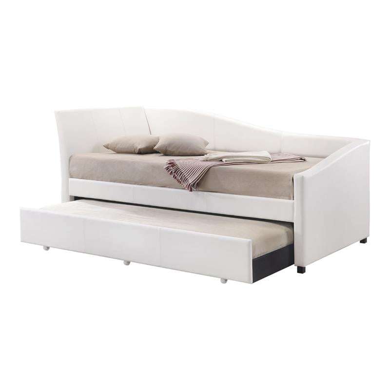 Faux Leather Twin Daybed And Trundle, White Leather Trundle Daybed