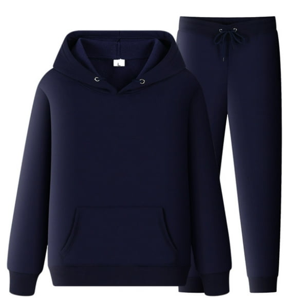 Ploknplq Hoodies for Men Essentials Hoodie Sports Suit Autumn And Winter Leisure Solid Color Hooded Sweater Pants With Tassels Sports Suit Sweatsuits for Men Sweatpants for Men Navy L