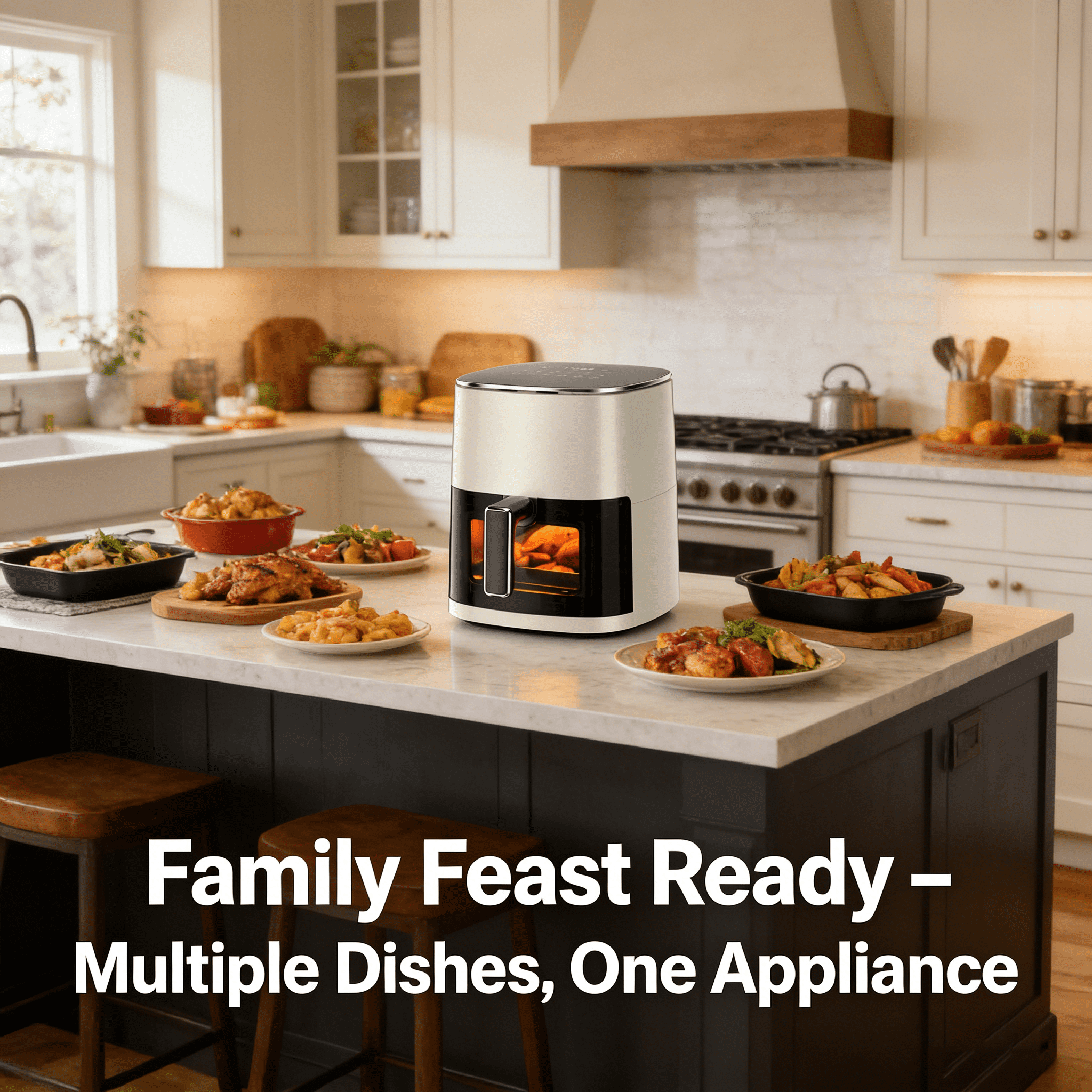 Aidoly 12-in-1 Air Fryer, 6-Quart Family Size Multi-Function for Roast, Bake, Broil, Dry, Proof, Reheat and More, with Viewing Window & 12 Cooking Modes, Beige