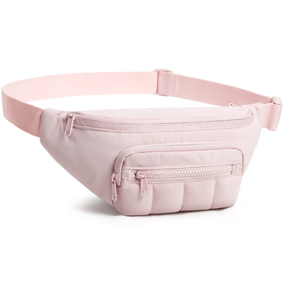 BAGSMART Unisex Fanny Packs, Water-Resistant Waist Pack Crossbody Belt Bag for Casual Running Workout Traveling Hiking, Pink