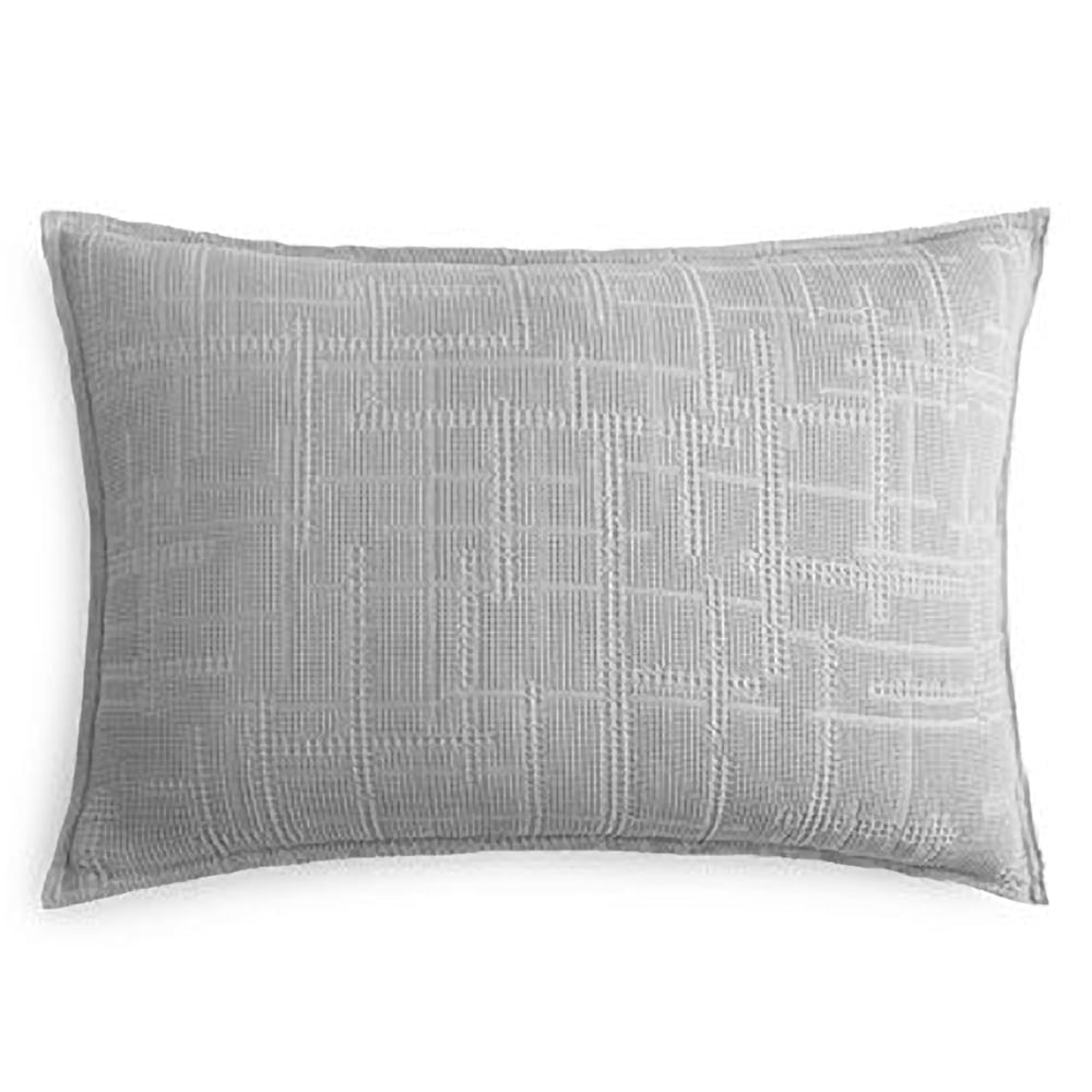Oake Bedding Waffle Plaid Collection 100% Cotton Pillow Sham Gray STANDARD 