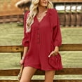 thumbnail image 3 of 2DXuixsh Combinaison Femme Couleur Unie Décontractée à Manches Longues Grandes Poches Combinaisons Extensibles Pantalon Long Rd2 Taille m, 3 of 8