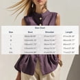 thumbnail image 3 of Vests for Women Stand Collar Waist Pleated Linen Blend Vest with Button Front Trendy Office Summer Waistcoat Purple XL, 3 of 8