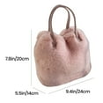 thumbnail image 5 of Women Faux Rabbit Fur Bucket Bag Fashion Imitation Fur Handbag Lightweight Soft Fluffy Plush Tote with Shoulder Strap for Autumn Winter, Pink, 5 of 5