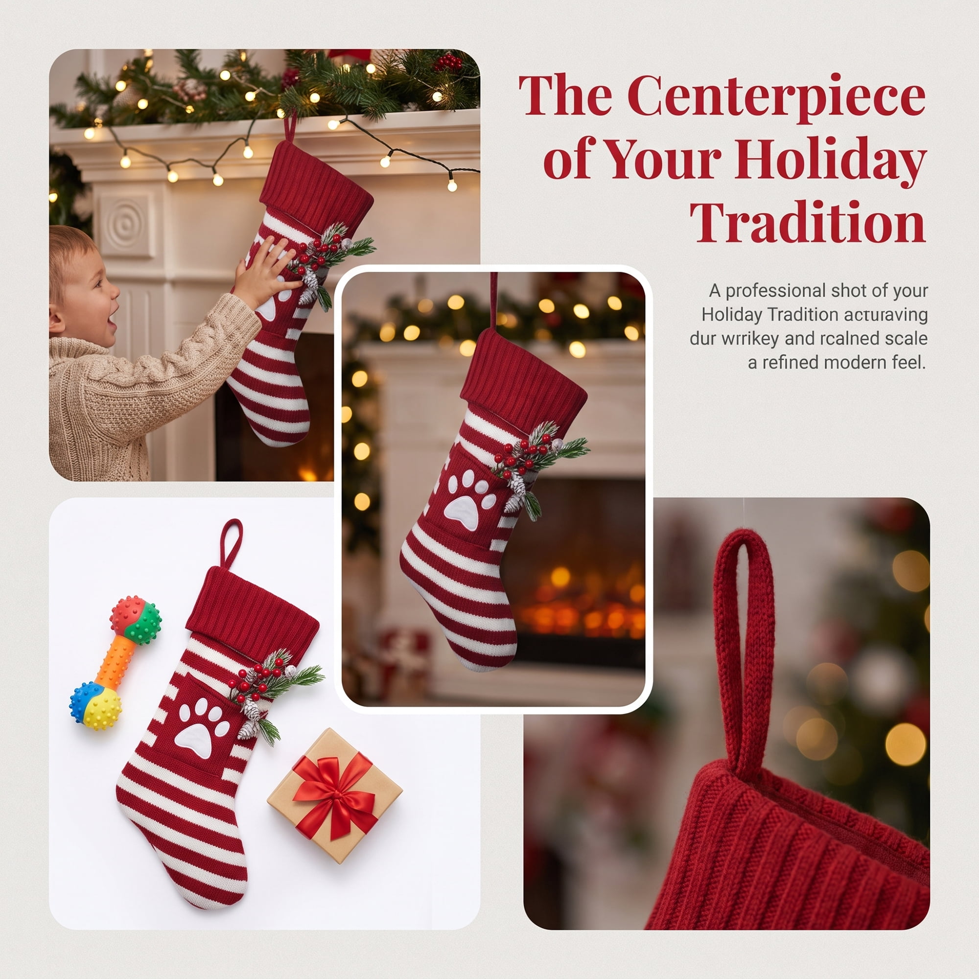 Unique Bargains Festive Christmas Stockings Luxury Cozy Lounge Accents Red 18"