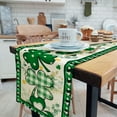 St Patrick Table Runner, Shamrock Black and Green Buffalo Plaid Coffee