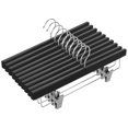 thumbnail image 1 of Perchas de madera AMKUFO para pantalones, 20 unidades con clips ajustables, color negro, 1 of 8