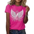 thumbnail image 2 of Breast Cancer Shirts for Women Breast Cancer Awareness Printed T-Shirt Short Sleeve Top, 2 of 7