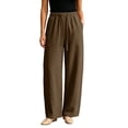 thumbnail image 4 of LIaqionyy Women Pants Elastic Waist Casual Wide Leg Lightweight Sweatpants Trousers Fashion Outfits with Pockets, 4 of 8