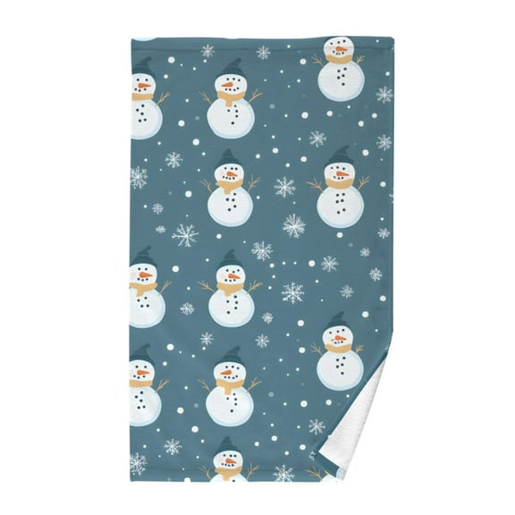 Snowflake and Snowman Christmas Cotton Face Towel Soft Hand Towel Absorbent Bathroom Towel for Kitchen Hotel