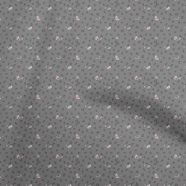oneOone Rayon Gray Fabric Bird Fabric For Sewing Printed Craft Fabric By The Yard 56 Inch Wide