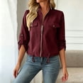 thumbnail image 2 of QINGFSAP Womens Long Sleeve Zip Up Jacket Stand Collar Outdoor Casual with Pockets Lightweight Coat, 2 of 9