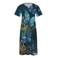 thumbnail image 4 of Patlollav Dress for Woman,Women Loose Dress Fashion Summer Casual Short Sleeve V-Neck Print Dress, 4 of 6