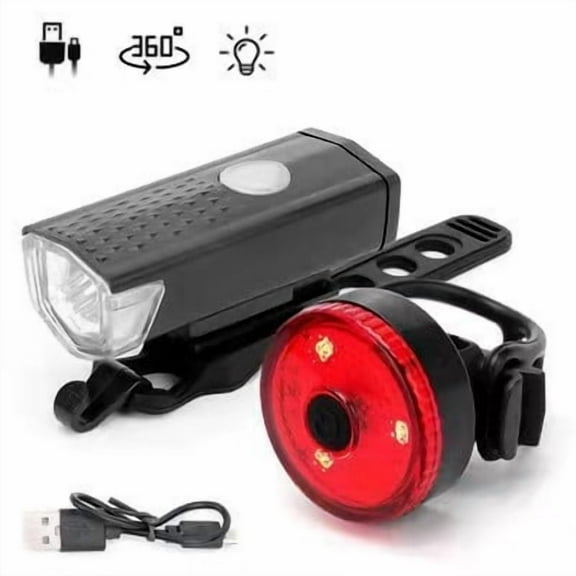 Bicycle Front And Rear Led Light Kit With Three Modes And Rechargeable Design For Safety Includes One Light Set