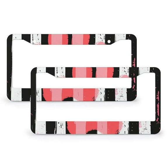 Paw Print Love Hearts Valentines Day License Plate Frames 2 Pieces Valentines Day Decor Auto Decorative Frames Cars Protector Cover Holder for Women Men US Vehicles 2 Hole Metal License Plate Cover