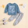 thumbnail image 2 of Infant Baby Boy Outfits 2Pcs Long Sleeve Pullover Sweatshirt Toddler Boys Pants Clothes Set 3 6 12 18 Months 2T 3T Toddler Boys Winter Clothes,12-18 Months,Blue, 2 of 6