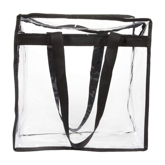 LOWLHOME Blank Clear Tote Bag, PVC Gift Bag For Black Toiletry Bag Handbag, Grocery Shopping Bag, Travel Work Handbag Everything Bag (11.8*11.8 in,1PC)