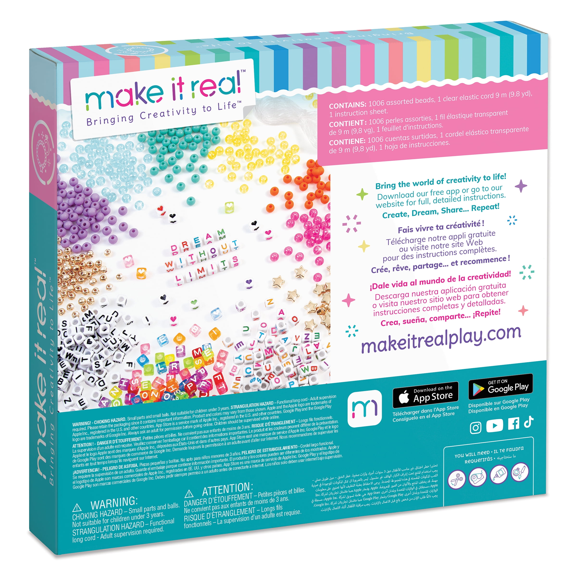 Make it Real! Say Yes - Alphabet Bead Bracelet Kit for Kids