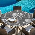 thumbnail image 6 of Dark Grey Palm Tree Round Tablecloth 36-44 Inch Round Fitted Table Cloth with Elastic Edge, Summer Botanical Tropical Tree Waterproof Table Cover Protector for Outdoor Picnic Party Dining, 6 of 9