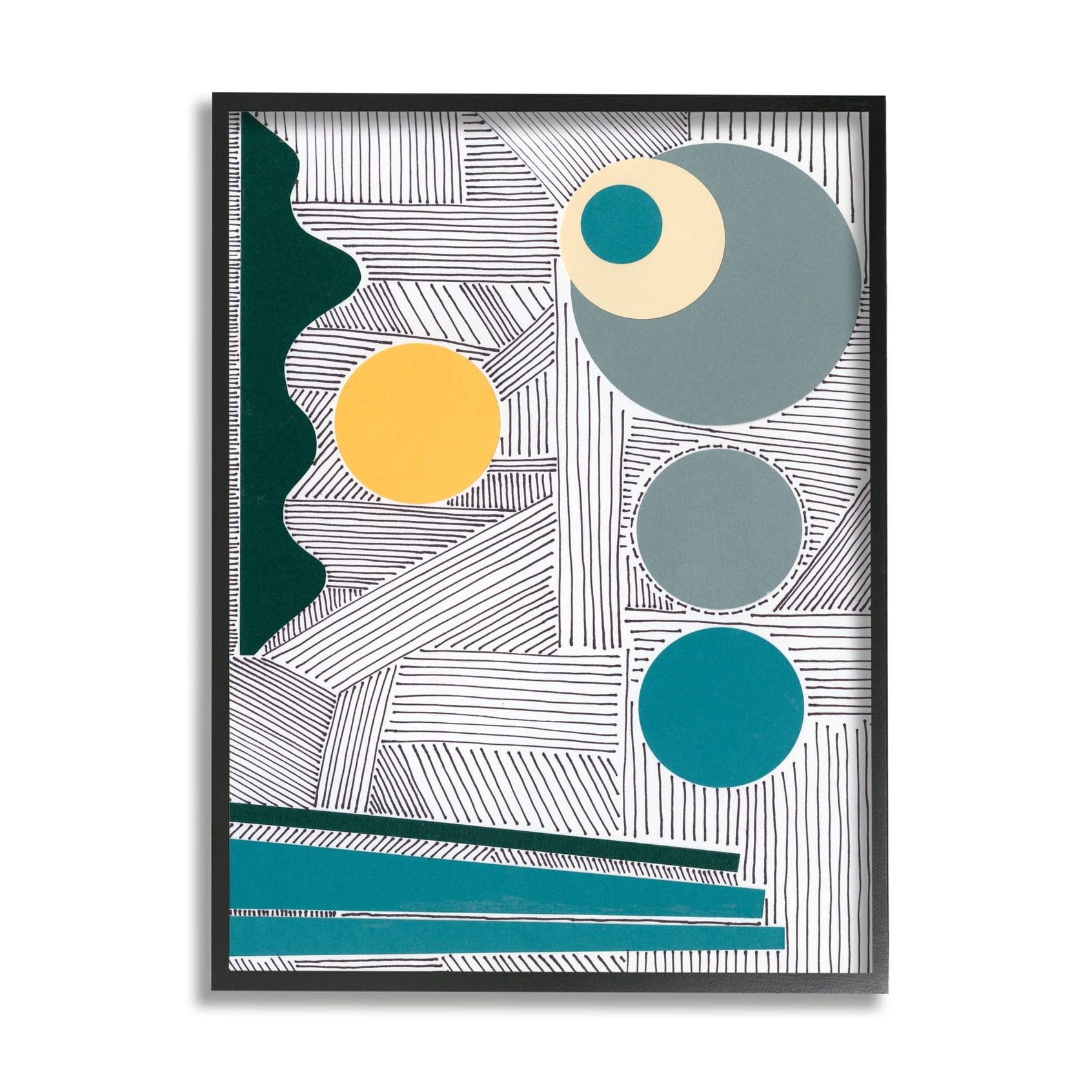 Stupell Industries Geometric and Line Abstraction Modern Circular Shapes Grey Framed, 16 x 20, Design by Regina Moore