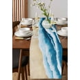 thumbnail image 4 of ERUNPONLY Blue Waves Coastal Table Runner - 120 Inch Long Summer Beach Nautical Ocean Sea Cotton and Linen Blended Dress Scarves Farmhouse Table Runner for Kitchen Dining, Coffee Table, 13"x120", 4 of 8