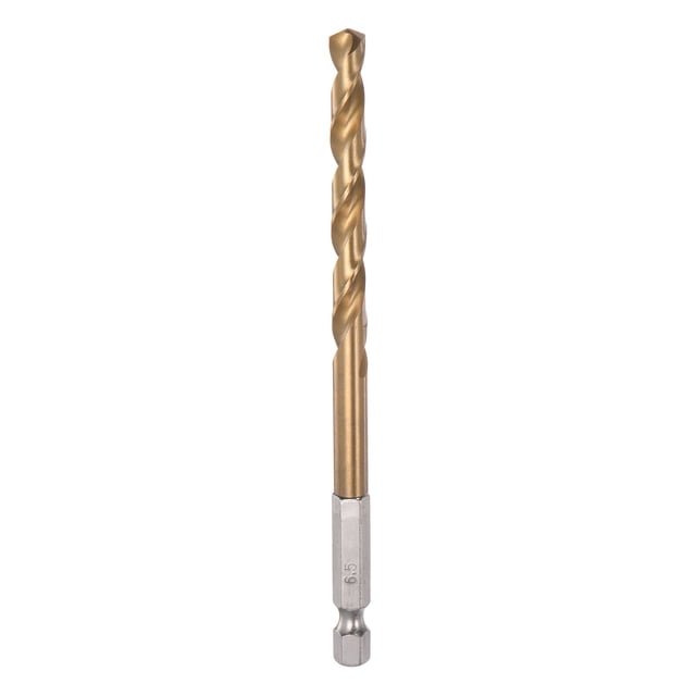 1/4" Hexagonal Vástago Taladro 6,5mm Titanio Taladro Brocas Juego M35 Alta Velocidad Acero Helicoidal Taladro 120mm Largo para Madera, Inoxidable Acero, Metal