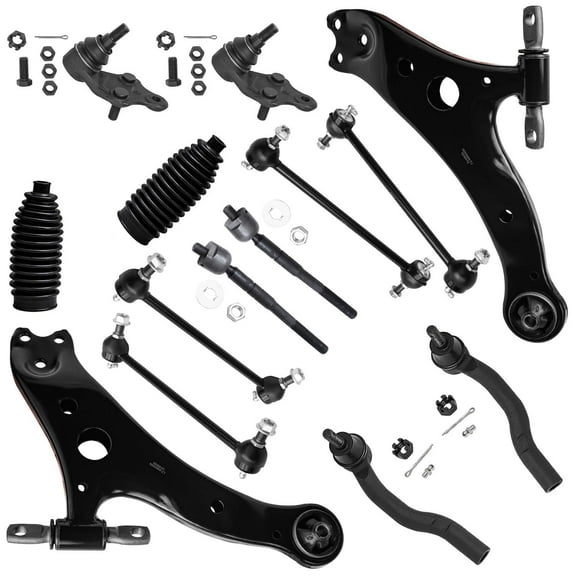 Detroit Axle - Front End 14pc Suspension Kit for 2007-2011 Toyota Camry, 2 Lower Control Arms 2 Ball Joints Inner Outer 4 Tie Rods 2 Boots Front & Rear 4 Sway Bars Replacement USA Built