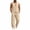Khaki, variant on Men Two Piece Sets Trendy Ribbed V Neck Sleeveless Button Vest and Pants Suit Casual Solid Color Beach Vacation Outfits M