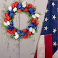 thumbnail image 6 of Idyllic 18 Inch Tulip Wreath For Patriotic Independence Day And Jul 4th Home Decorations, Red White Blue Artificial Flower Wreath, 6 of 7