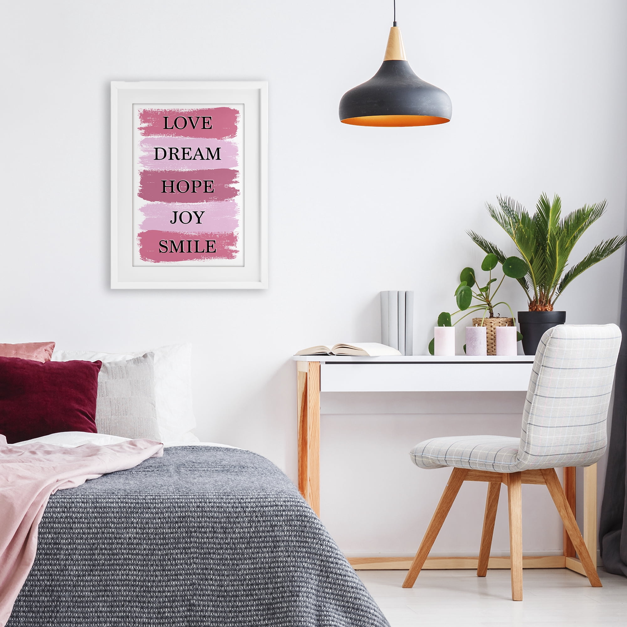 Stupell Industries Love Dream Hope Joy Smile White Framed Print Under Glass, design by Martina Pavlova