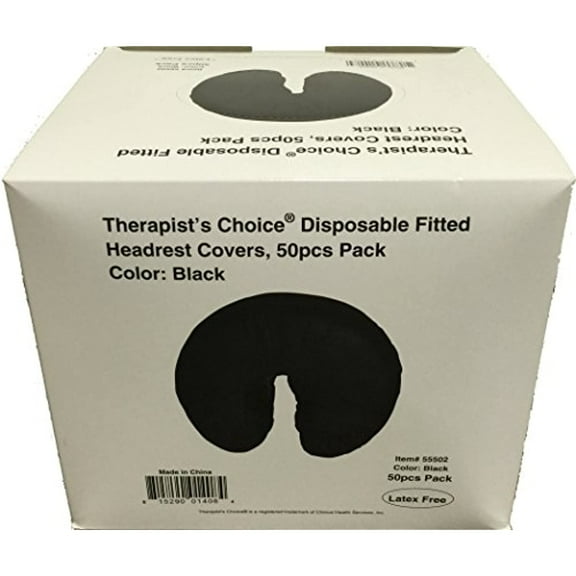 Therapist's Choice Disposable Fitted Face Rest Covers, Color Black (50 pcs per Box)