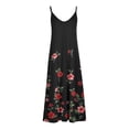 thumbnail image 4 of SMihono Robe Maxi Bohème d'Été pour Femmes Grande Taille Mode Femme Bretelles Taille Mi-Haute Col en V Sans Manches Rayée Imprimée Robe Longue de Plage, 4 of 5