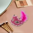 thumbnail image 4 of Unique Bargains 1 Pce Masque Demi-Visage Princesse à Plumes pour Fête Masquée Rose Rouge, 4 of 5