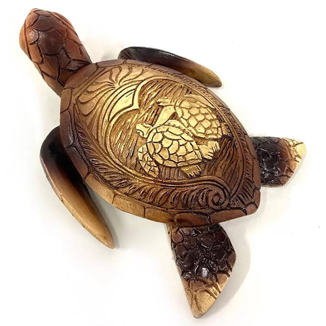 MesaSe Turtle Woodcarving Desktop Decor Tortoise Sculptures Statue Creative Gift Hand-Carved Crafts Ornament