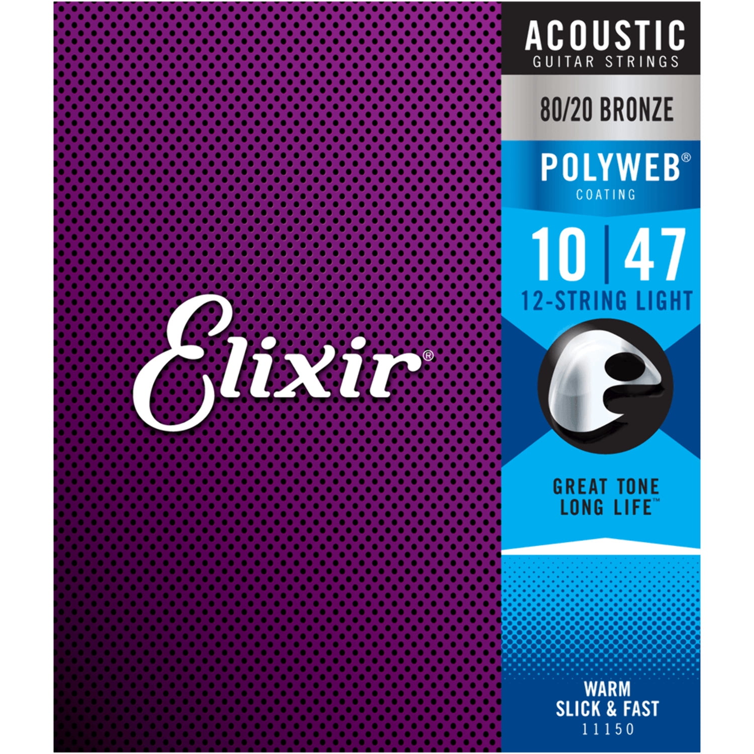 Elixir 11150-U PolyWeb 80-20 Bronze 12-String Light Acoustic Guitar Strings Set