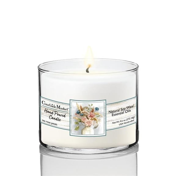 Courtside Market CAN-FF2454-CIR 9.6 oz Hydrangea Circular Candle Glass, Clear