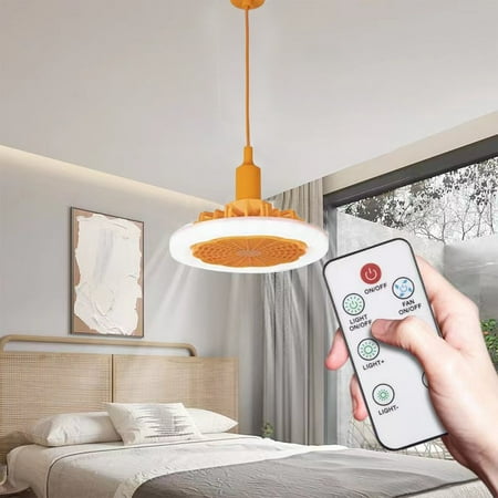 

Bescita E27 Screw Fan Pendant Lamp Ceiling Fan With Lights Enclosed Low Profile Fan Light Ceiling Light With Fan Hidden Electric Fan Delier- White Light(Fan Light+remot