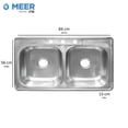 thumbnail image 3 of MEER Faucets by CNX | Tarja Doble de Acero Inoxidable Satinado. Fregadero para Cocina para Empotrar, 84 x 56 x 15 cm CNX Tarja Doble en acero inoxidable 84 cm largo x 56 cm ancho con 15 cm de profundidad, 3 of 4