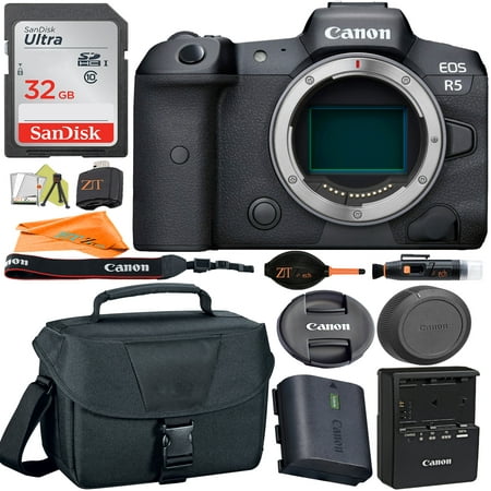 Canon EOS R5 Mirrorless Digital Camera (Body Only) Full-Frame with SanDisk 32GB + Case + ZeeTech Accessory Bundle