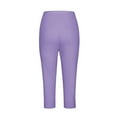 thumbnail image 5 of GHSOHS Leggings for Women Capri Leggings for Women's Tummy Control Knee Length Capri Leggings 2024 Summer Cropped Pants Casual Solid Comfy Capris Womens Jeans Purple Jeggings Capris Pants Yoga C,XL, 5 of 5