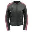 thumbnail image 4 of Milwaukee Leather MLL2571 Womens Black and Pink 'Crinkled Arm' Lightweight Racer Jacket X-Large, 4 of 9