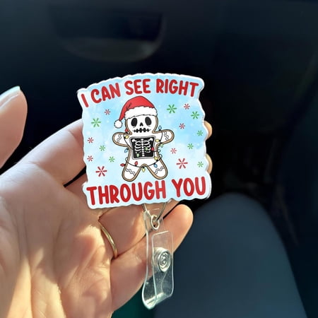 Radiology Christmas Badge Reel, I Can See Right Through You X-ray Tech Badge, Funny Radiology Gift, Holiday Badge Holder for Rad Tech
