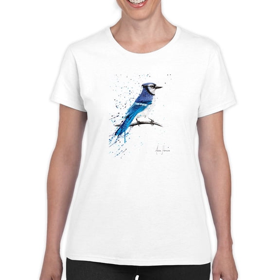 Pastell Blue Jay Bird T-shirt Women's -Ashvin Harrison Designs, Female Large
