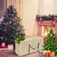 thumbnail image 4 of QJUHUNG Christmas Ornament Storage Box Heavy Duty Xmas Wreath Container with Sleek Zipper Artificial Wreaths  Durable Handles  Dual Zipper & Card Slot  Holiday Xmas Tear-Resistant Storage, 4 of 9