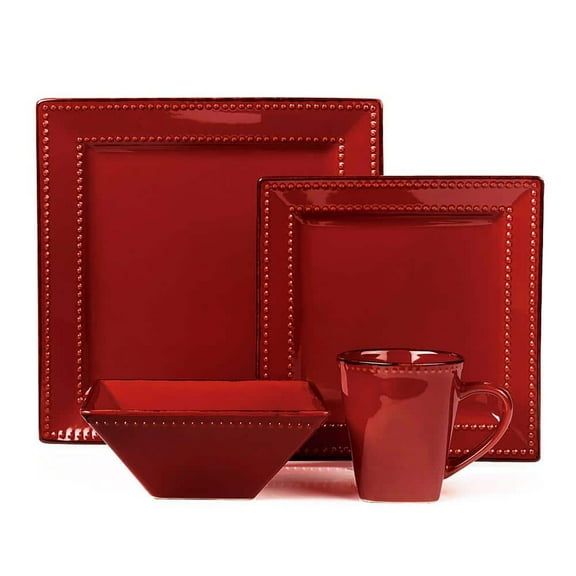 16-Piece Casual Red Ceramic Stone Dinnerware Set (Service for 4)