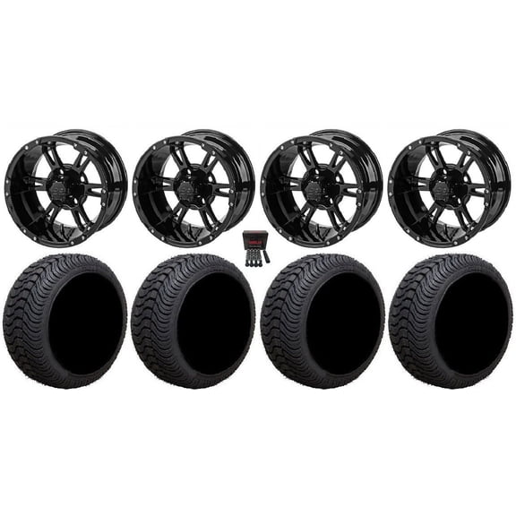 LSI Raptor 12" Golf Wheels Gloss Black 215x50 Cruze Tires Yamaha