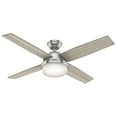thumbnail image 3 of Hunter 52 inch Indoor Ceiling Fan with LED Light and Remote Control - Modern Ceiling Fan, Standard Mount, 4 Light Gray Oak Blades, For Bedroom, Living Room, or Kitchen - Dempsey 50284, Brushed Nickel, 3 of 15